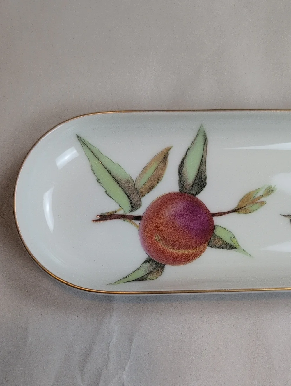 Vintage Royal Worcester Evesham Gold Fine Porcelain Mint Tray Apricot Design